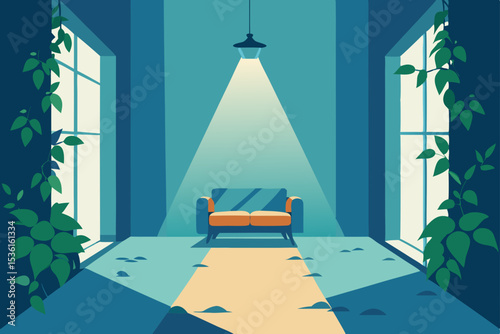 secret garden themed living room with floral wallp 