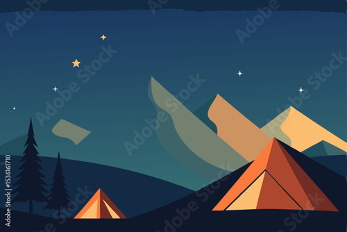 serene hilltop campsite with tents under 
