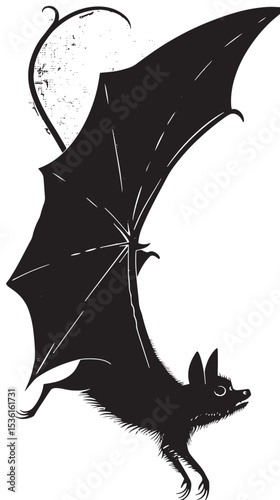 Silhouette of bat. Halloween and horror decorations. , black silhouettes isolated on white background