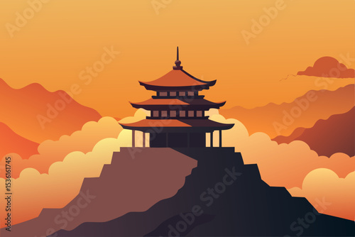 serene hilltop temple with a panoramic view of the.svg