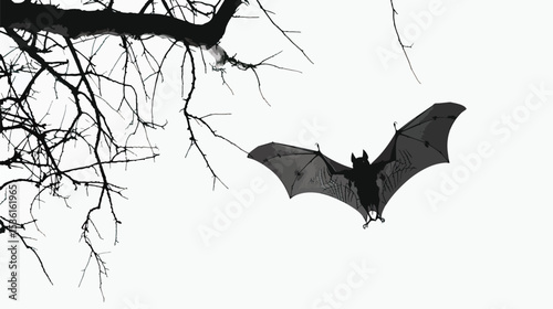 Silhouette of bat. Halloween and horror decorations. , black silhouettes isolated on white background