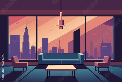 sleek luxury high rise living room overlooking 