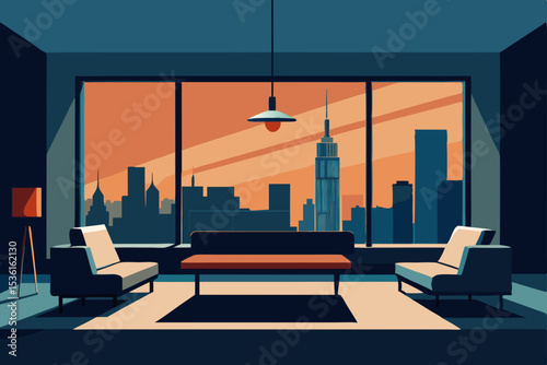 sleek luxury high rise living room overlooking 