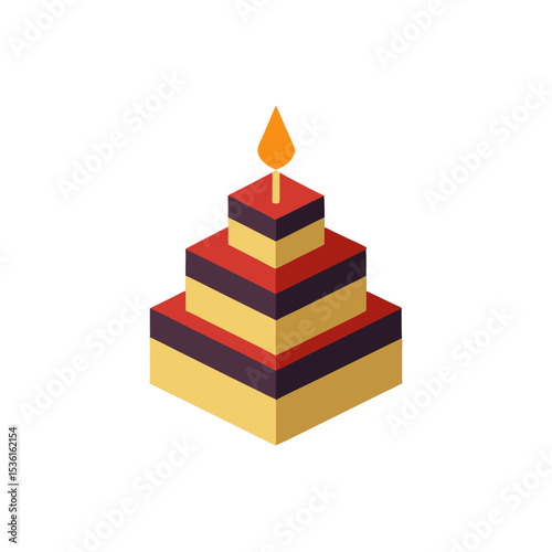 sleek modern cake with geometric layers and candle.svg