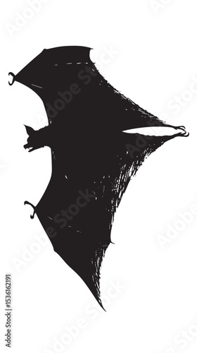 Silhouette of bat. Halloween and horror decorations. , black silhouettes isolated on white background
