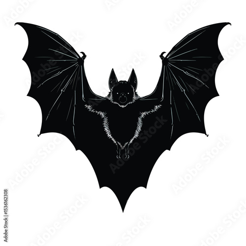 Silhouette of bat. Halloween and horror decorations. , black silhouettes isolated on white background
