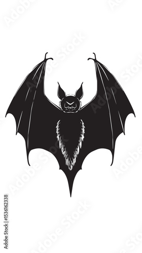 Silhouette of bat. Halloween and horror decorations. , black silhouettes isolated on white background