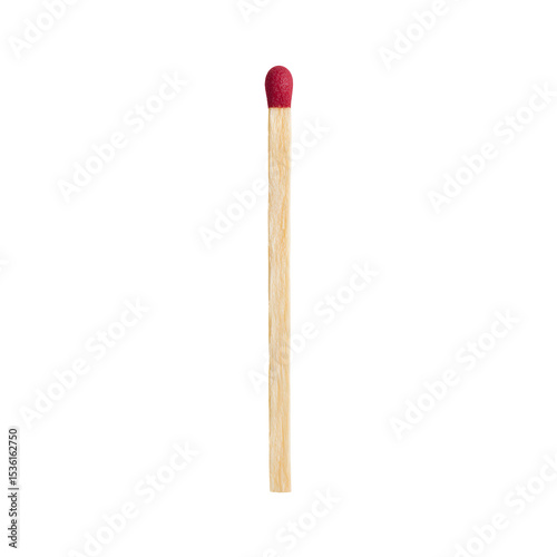 Single wooden match with red head.