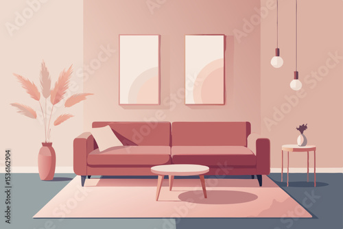 soft pink living room with velvet sofas  blush 