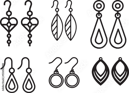 A minimalist collection of modern earring vector icons 