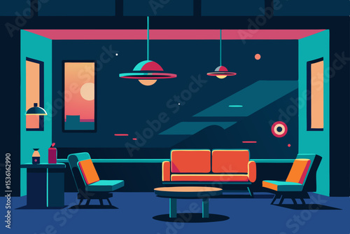 spaceport lounge living room with multilingual 