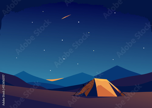 stargazing scene in a wide open field with a glowi