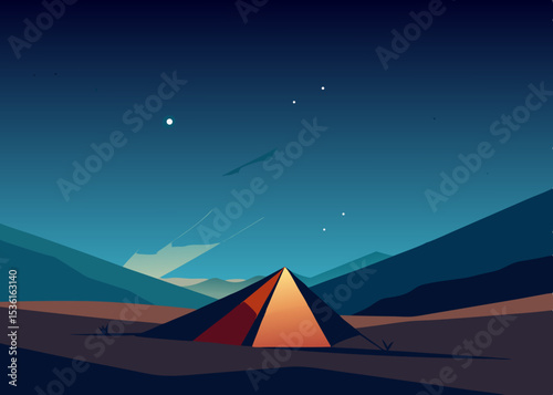 stargazing scene in a wide open field with 