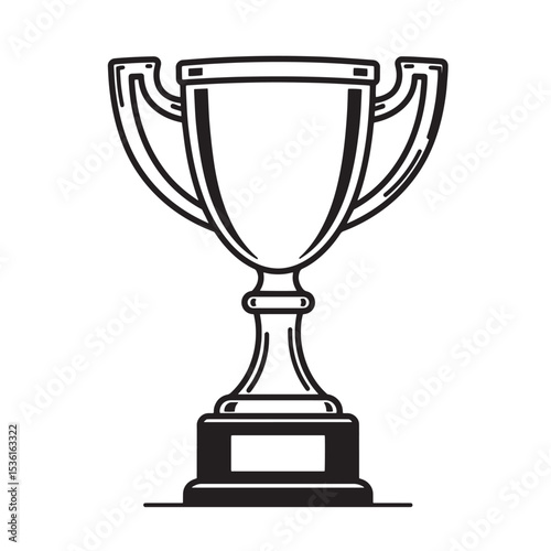 A classic detailed trophy icon design representing achievement success award celebration winner recognition silhouette style