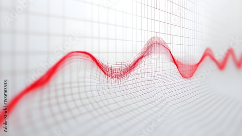 Abstract red wave data graph financial growth chart