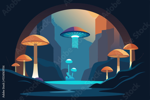 subterranean mushroom garden living room with 