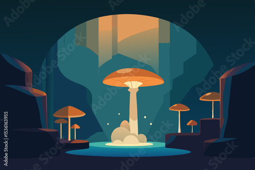 subterranean mushroom garden living room with glow.svg