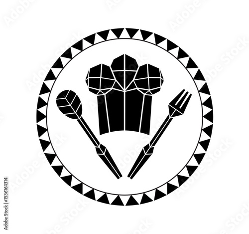 black and white vector illustration of a spoon and fork origami