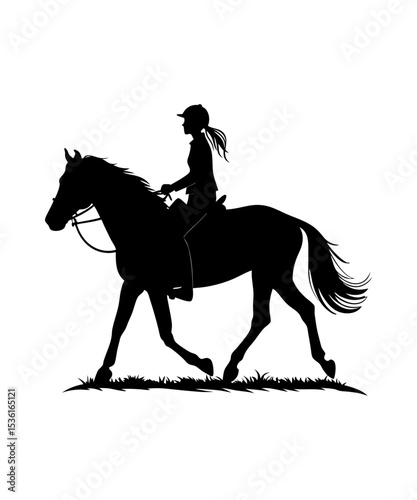 Riding Horse Silhouette Vector Art Depicts Equestrian Outdoor Adventure and Freedom , Horse Silhouette Vector, 
