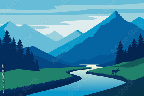 tranquil alpine meadow with a clear stream 