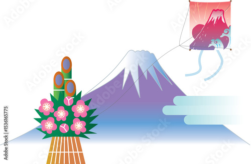 初日の出の富士山
