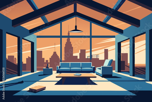 under construction highrise living room with expos 