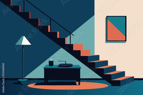 under the stairs secret living room with tiny lamp.svg