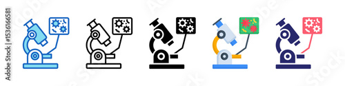 Microscope Multiple Style Icon Set Collection.