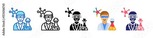 Biochemist Multiple Style Icon Set Collection.