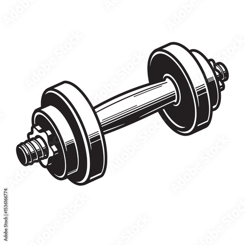 Silhouette of a classic dumbbell in black and white perfect for fitness and gym related concepts vector illustration
