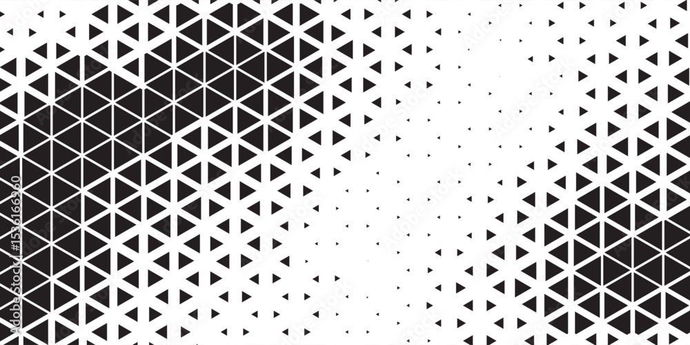 Abstract black triangle geometric pattern background on white background. Halftone triangles pattern. Abstract geometric gradient background. Vector illustration