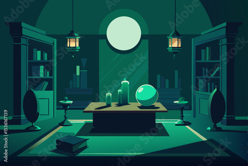 victorian occultist s living room with crystal bal.svg