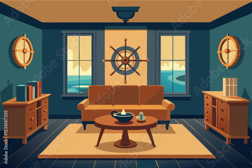 vintage nautical captain s living room with maps
