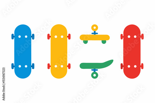 set of Skateboarding icon  silhouette vector illustration