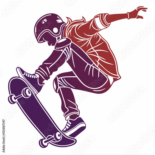 Skateboarding silhouette vector illustration