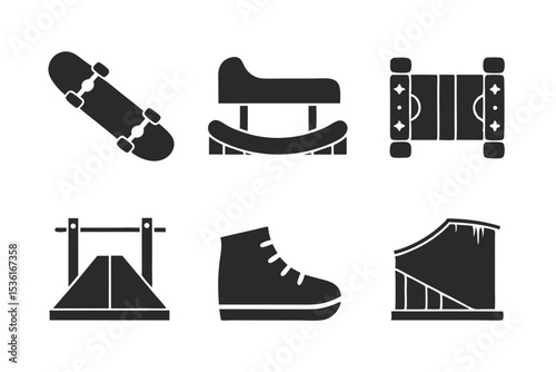 set of Skateboarding icon  silhouette vector illustration
