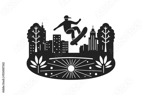 Skateboarding silhouette vector illustration