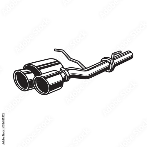 Stylish dual exhaust system silhouette perfect for automotive design projects and vehicle modification concepts