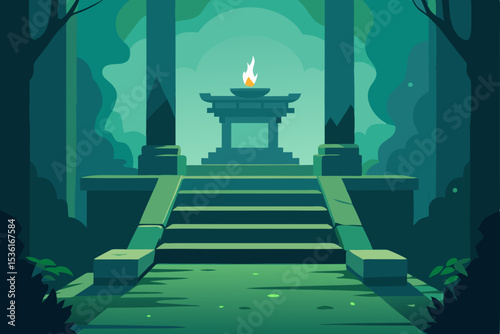 whispering forest temple living room with moss 