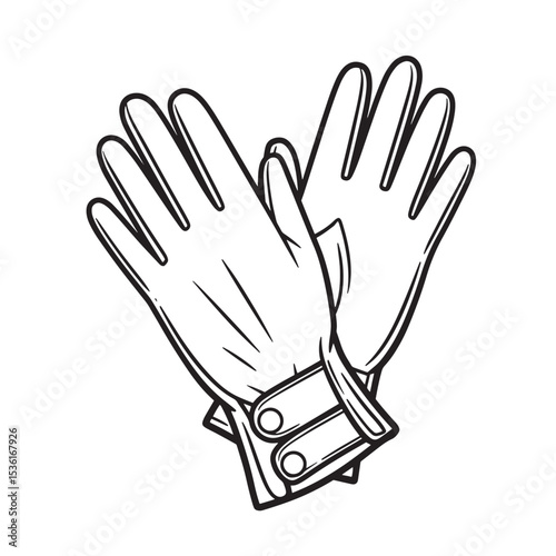 Vector illustration of a pair of classic leather gloves in a monochrome silhouette design showcasing vintage fashion aesthetics.