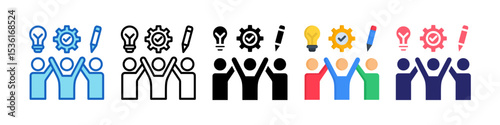 Teamwork Multiple Style Icon Set Collection.