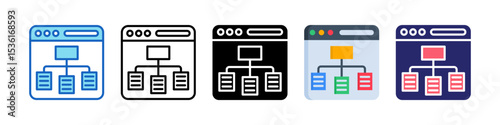Site Map Multiple Style Icon Set Collection.