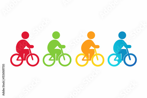 set of Person on the Bike icon  silhouette vector illustration
