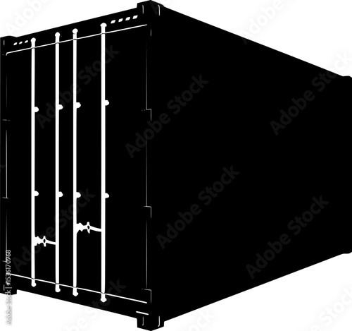 Black Silhouette Vector of Industrial Shipping Container