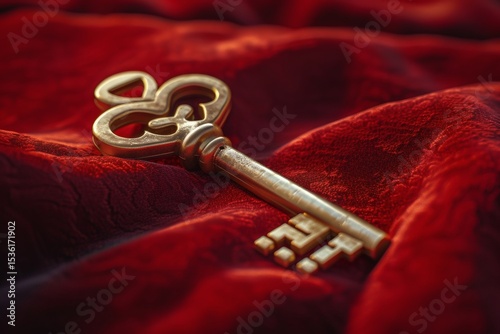 The golden key on red velvet
