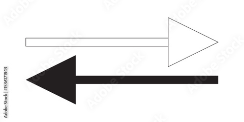 Two directional arrows one white and one black pointing in opposite directions shown here