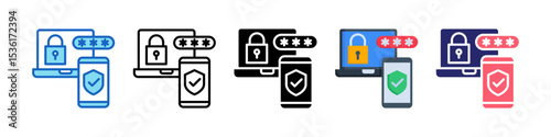 Two Factor Authentication Multiple Style Icon Set Collection.