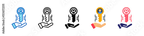 Private Key Multiple Style Icon Set Collection.