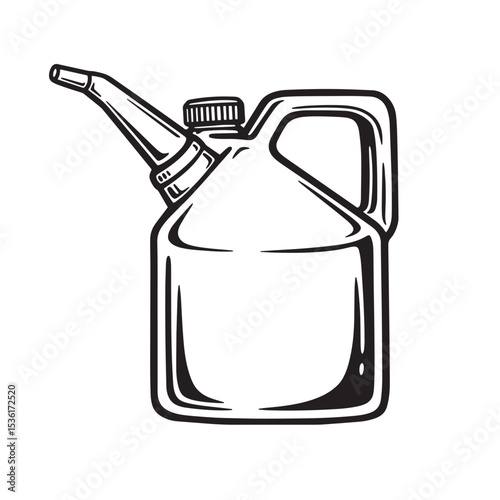 Black and white illustration of a gasoline canister silhouette for fuel storage and transportation purposes