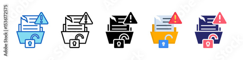 Data Breach Multiple Style Icon Set Collection.